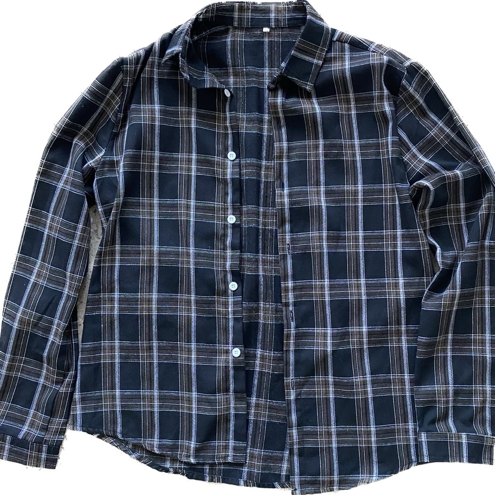 Plaid black long sleeve shirt